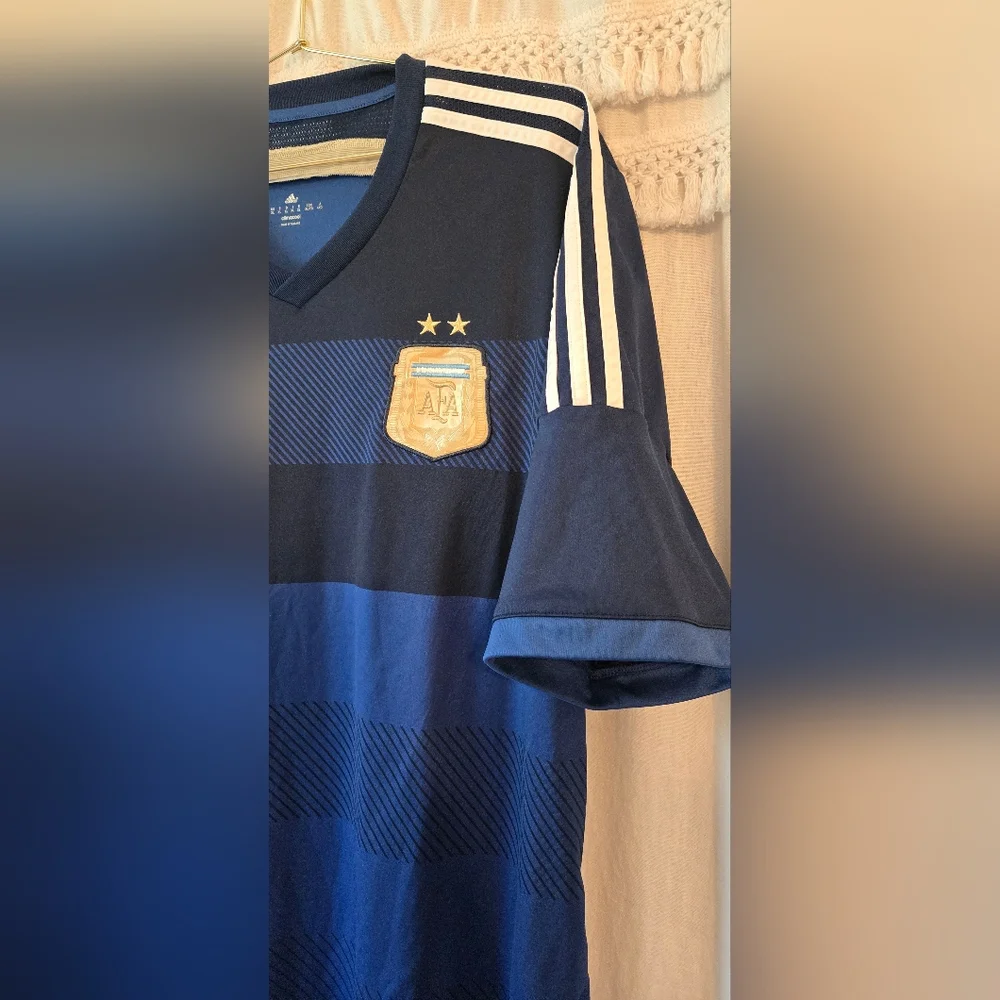 Adidas Climalite Men's Navy Blue Striped Argentina Soccer Jersey - Picture 2 of 8